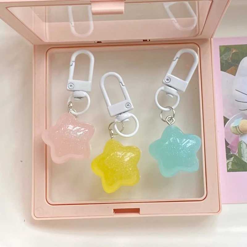 Jelly Pentagram Plastic Keychain Stars Pendant Keyring For Girls Backpack Charm Headphone Case Accessories Creative Couple GiftsX240919