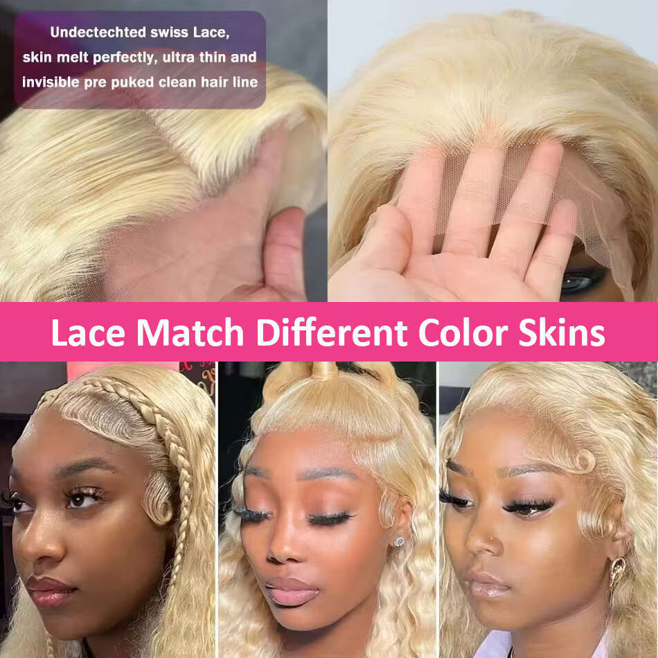 13x4 Deep Wave 613 Honey Blonde 180 Density Frontal Wigs 30 Inches Transparent 13x6 Curly Colored Lace Front Human Hair Wig