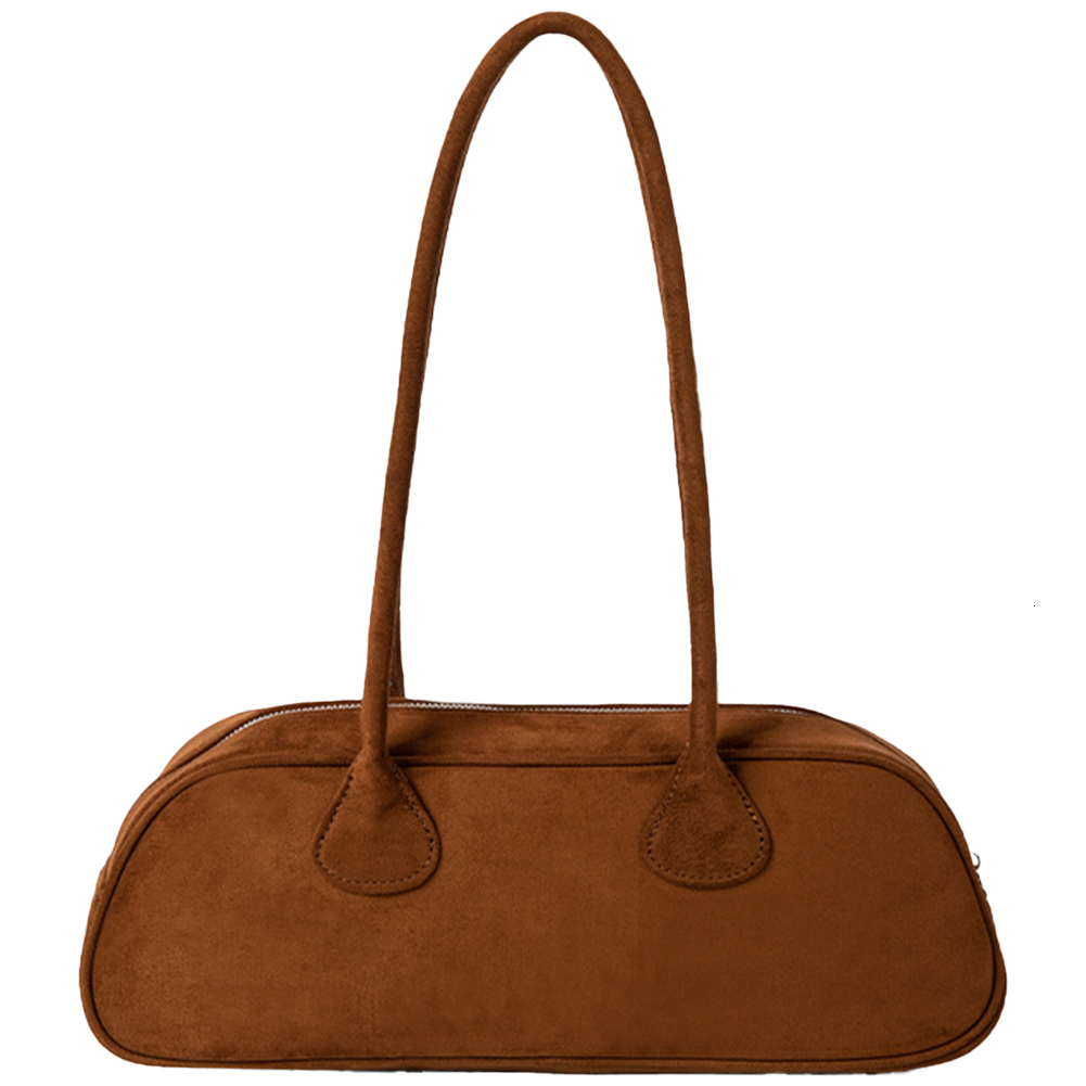 Women's Suede Boston Tote Solid Versatile Armpit Purse Large Capacity Travel Shoulder Bag Multi-Pocket Ladies Commuting Bags