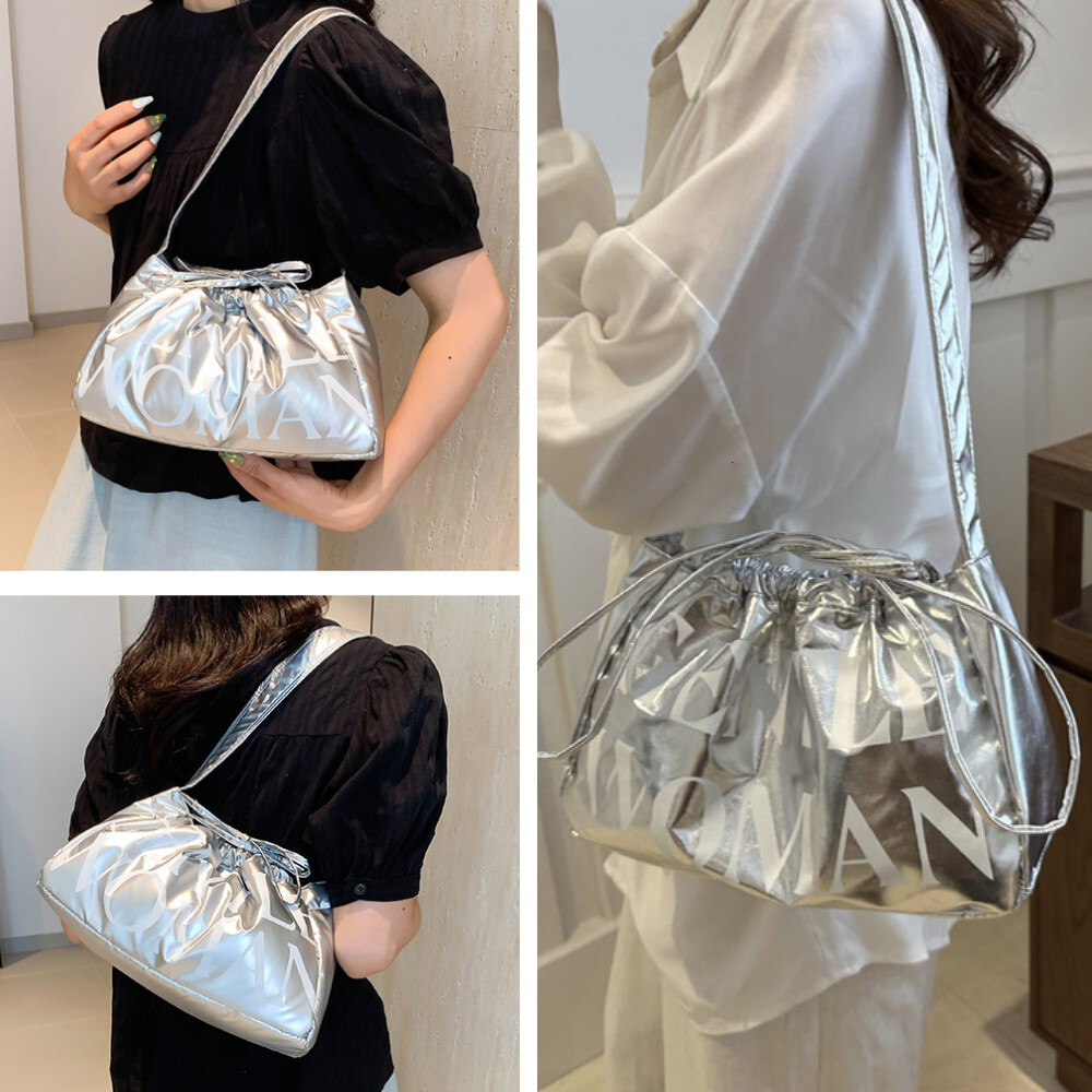 Women Dumpg Casual Shoulder Puffy Sg Drawstring Crossbody Hobo Puffer Handle Bag Beg Wanita L38
