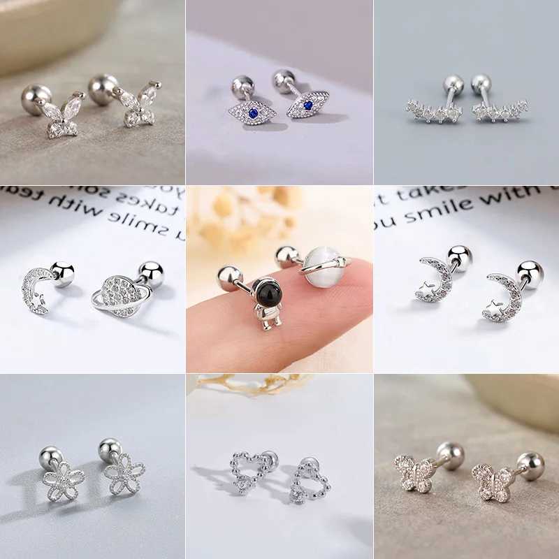 2 pieces of womens cubic zirconia 925 silver needle clip earrings jewelry W240919
