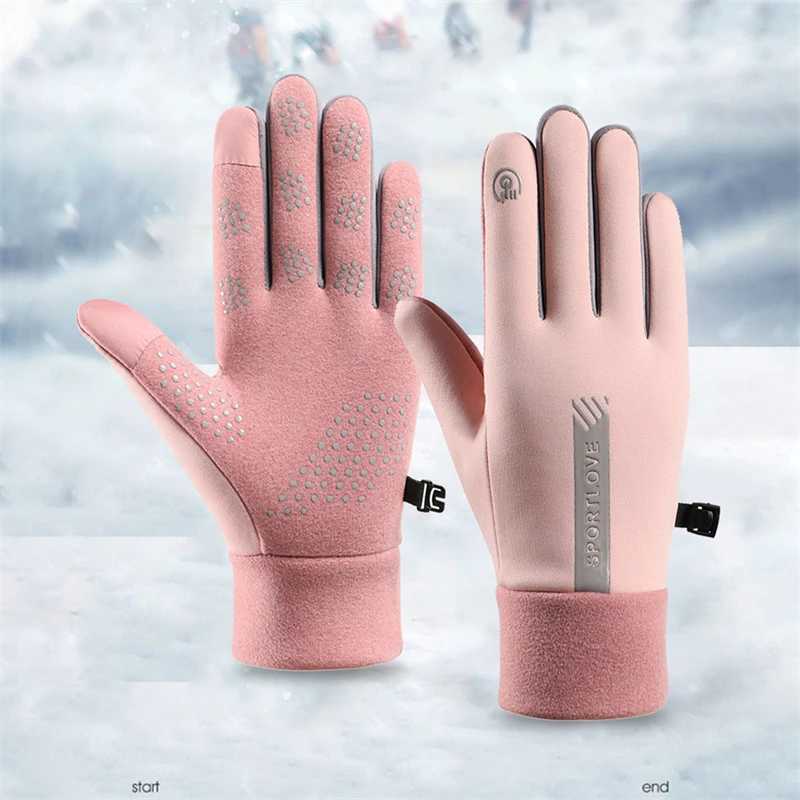 Sports Gloves Winter gloves for womens bicycles hot Fce cold resistant windproof warm outdoor running skiing gloves H240920