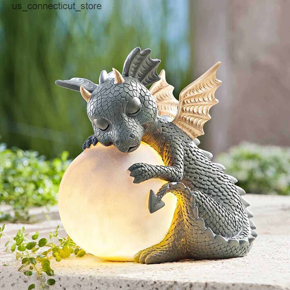 Novelty Lighting 3D Small Dinosaur Shape Sleep Sculpture Resin Table Lamps Decor Night Lights Dragon Model Garden Outdoor Courtyard Decoration L240910