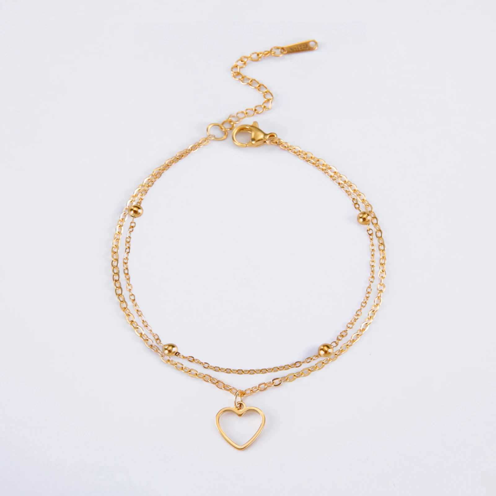 Kkjoy Simple Stainless Steel Silver Color Hollow Love Heart Female Anklets for Women Leg Bracelet Chain Jewelry Gift For Girl Y240920