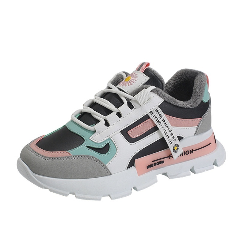 Cotton female students Korean version 2024 new winter anti slip warm cotton with thick velvet dad shoes for women NK97