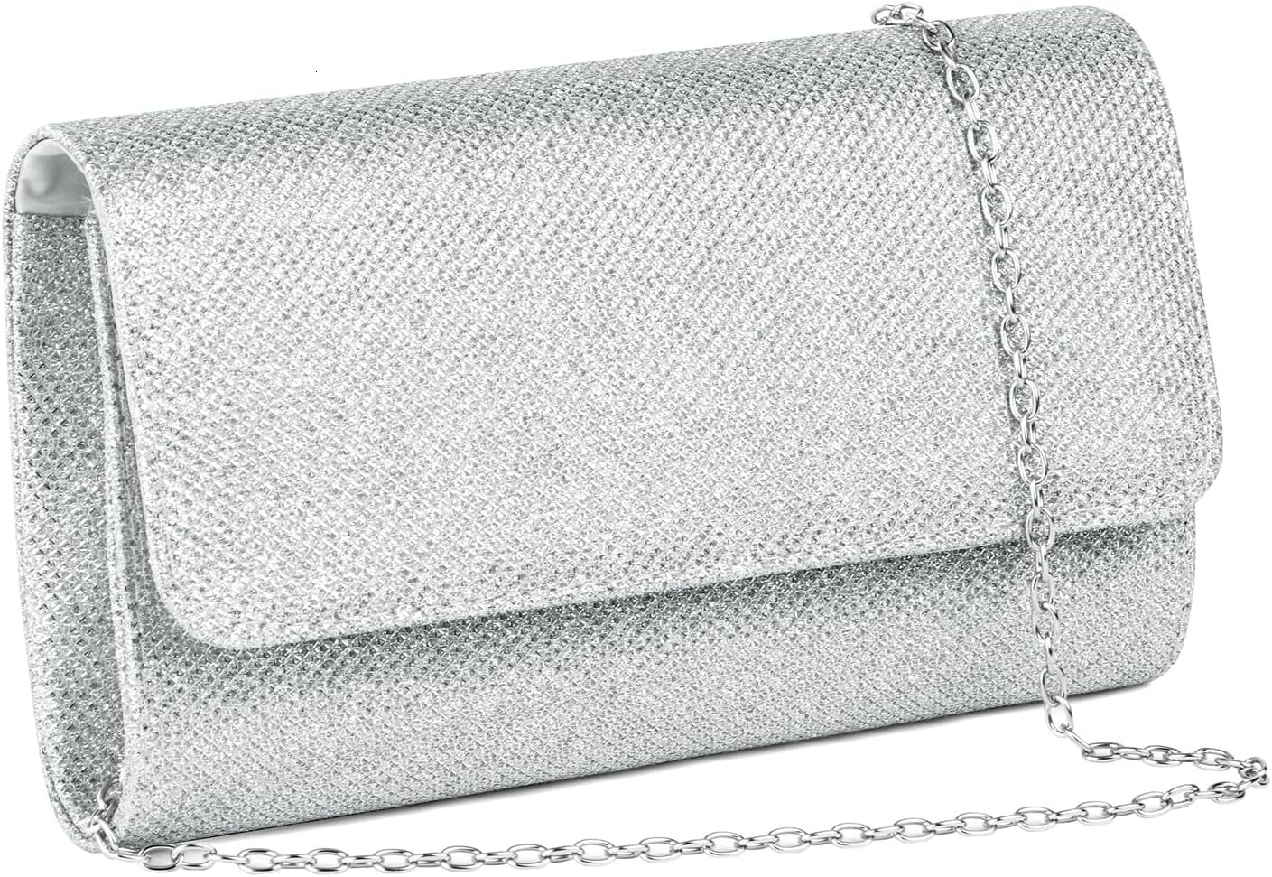 Women's Pochette, Ceremony Removable Chain Bag Strap, Shoulder Bags for New Year's Ball, Party - Sier