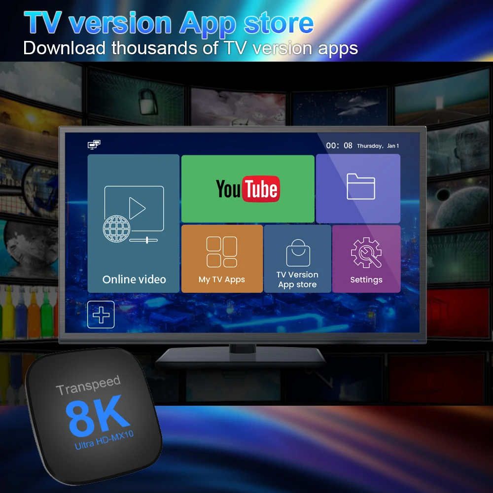 Transpeed Android 13 TV Box ATV Dual Wifi with TV Apps 8K Video BT5.0+ RK3528 4K 3D Voice Media Player Set Top Box