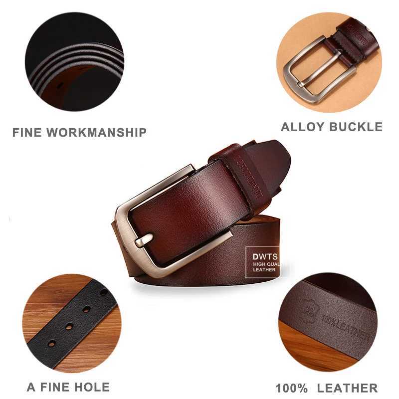 Mens leather belt mens high-quality leather belt mens real belt luxurious pin buckle fancy retro jeans mens belt W240920