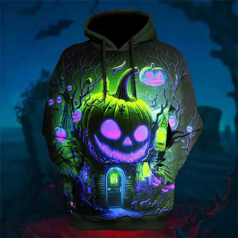 Autumn and Winter Halloween Hoodie mens Pumpkin Graphic 3D Prints Daily Classic Casual Pullover Holiday Going Out men Hoodies Y240920