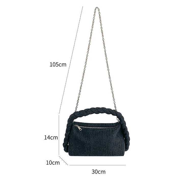 Hand Woven Handbag Fashion Chain Messenger Bag Ladies s Versatile Denim for Ladies Handbags 240920