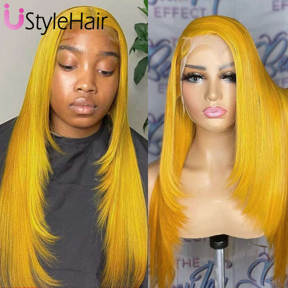 Ustylehair 613 Rooted Ombre Brown For Women Long Silky Straight Layered Cut Blonde Lace Front Wig Heat Resistant Synthetic