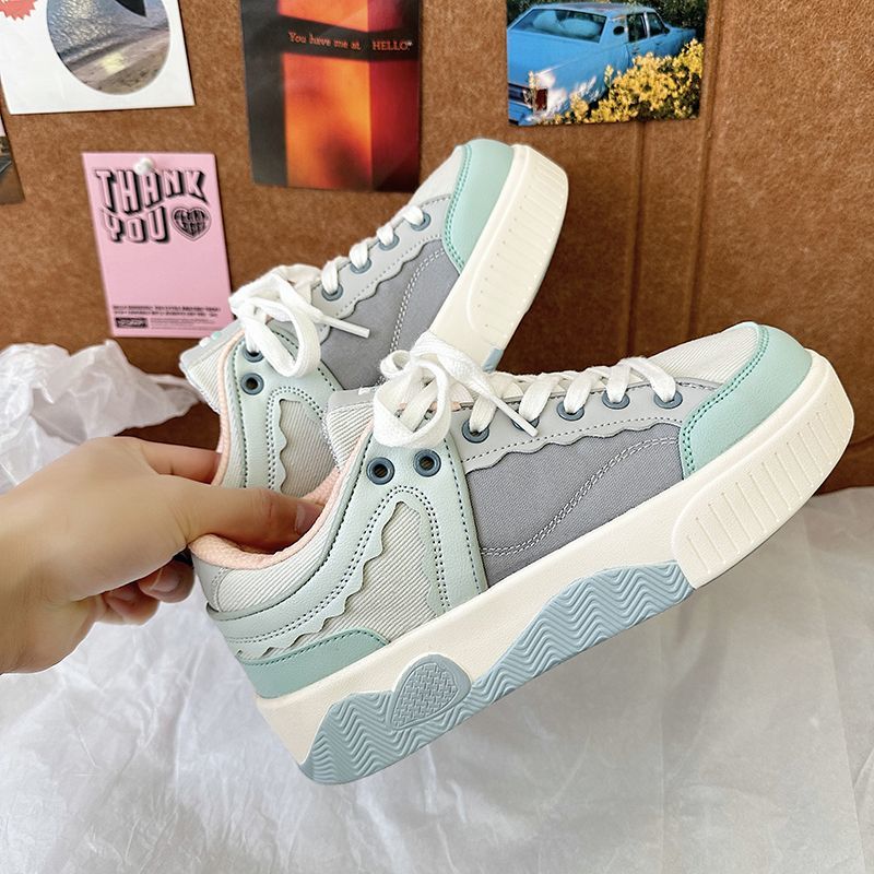 Cute 2023 Round Toe Women Sneakers Blue New Platform Comfortable Students Fashion Mens Shoes Vulcanized Lace-Up atillas Mujer 5ead