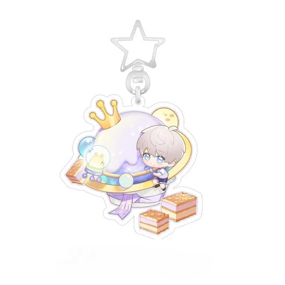 Love and Deepspace Sylus Qin Che Cosplay Key Chain Acrylic Keychains Backpack Q Cake Dessert Series Rafayel Pendant Badge PinX240919
