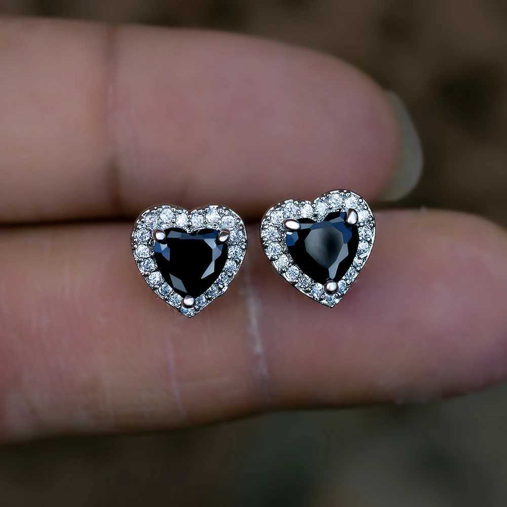 Dainty Female Rainbow Crystal Jewelry Charm Silver Small Stud Earrings Cute Heart Zircon Wedding Earrings W240919