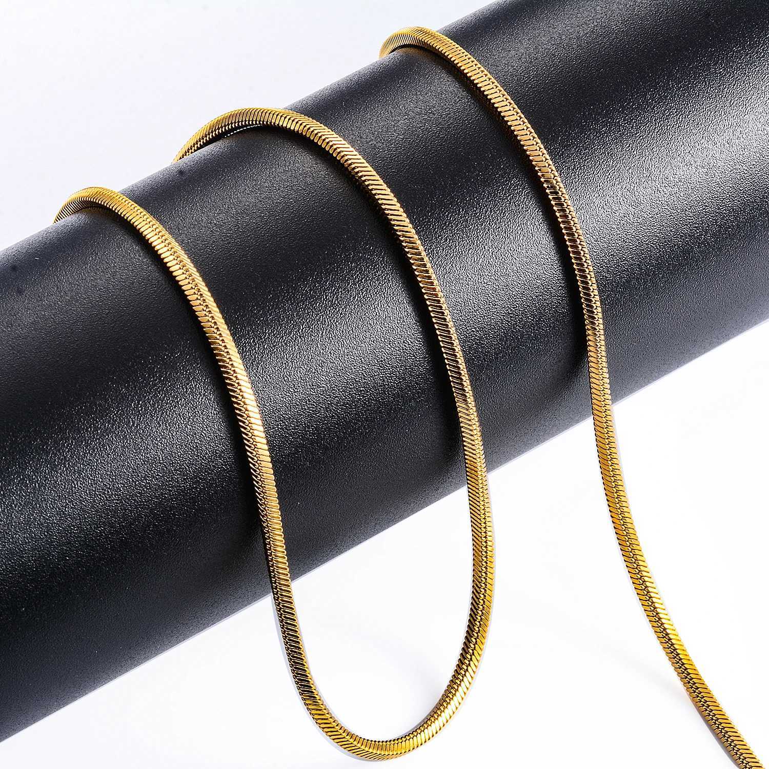 Witd 0.9/1.2/1.5/2/2.4mm Stainless Steel Square Snake Chain Necklace Gold Color For Men Womens Fashion JewelryX240919