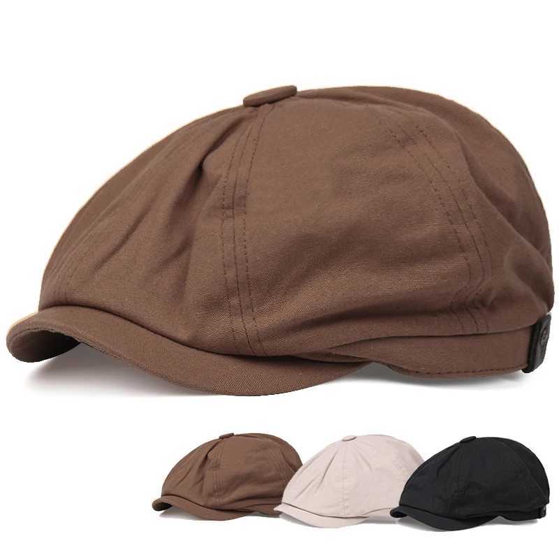 2022 Hot Sale Mens Hat British Style Cotton Octagonal Flat Cap Classic Newsboy Capboina Ivy Gatsby BeretX240919