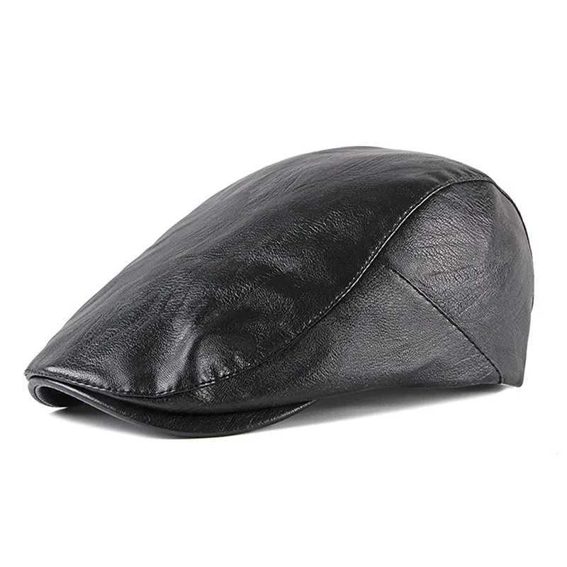 Retro PU Leather Newsboy Cap Men Women British Berets Visors Caps Office Party Painter Hat England Style Autumn Beanies LeisureX240919