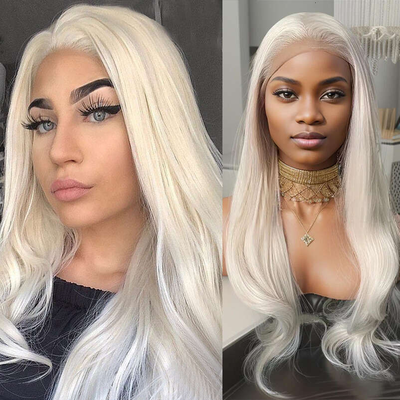 Ustylehair Blonde Lace Front Wig Natural Wave Synthetic Hair Daily Use Platinum Wigs Cosplay Party Drag Queen