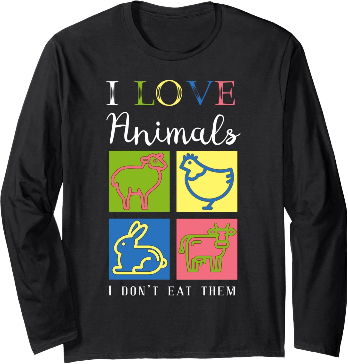 Long Sleeve Shirts for Men sweatshirt I Love Animals I Dont Eat Them Funny Vegetarian Long Sleeve Tee Streetwear Casual tops clothes