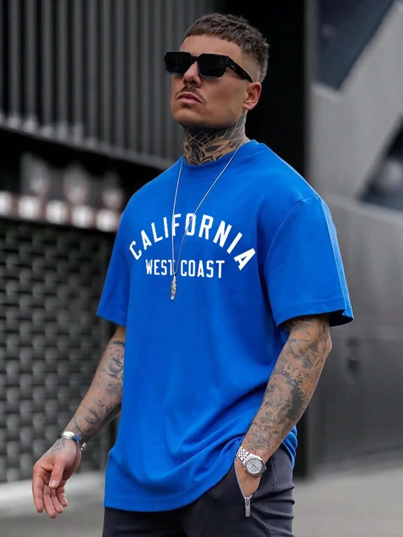 2024 New Summer Fashion Men's T-shirt English Letter Print Pattern Casual Loose Street Fiess High Quality Cotton Tops clothing