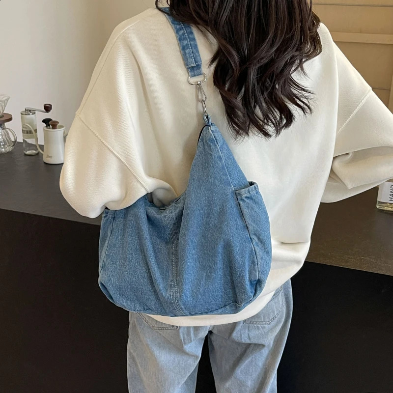 denim canvas messenger bag large homeless cross body with multiple pockets suitable for womens casual shoulder 240919