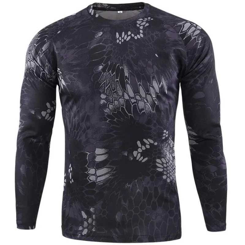Camouflage T Shirt Men Breathable Quick Dry Long Sleeve T-shirt Mens Outdoor Sports Trip Tactical Training Hunting Tops TshirtsX240919