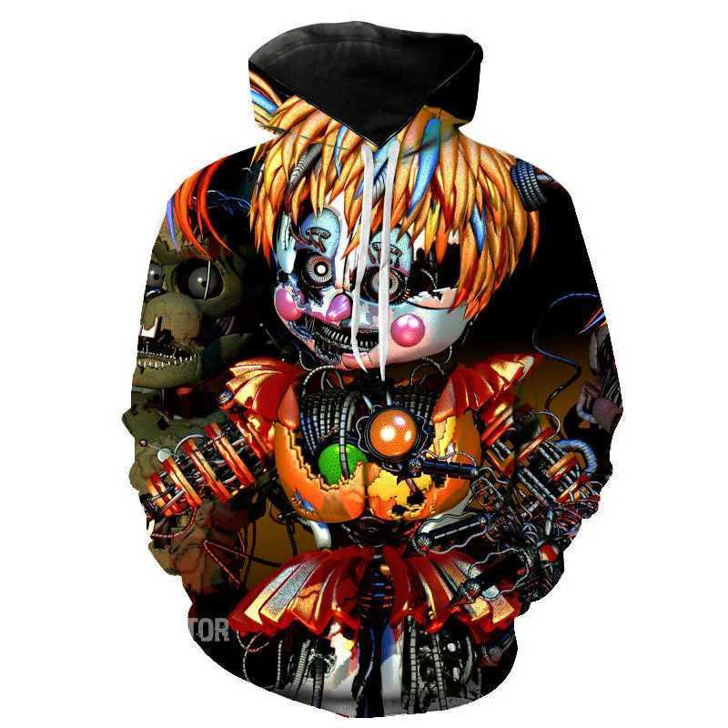 Cosplay Halloween Dress Horror Bear 3D Mens Printed Womens Casual Hoodies hooded Unisex Pullovers Sweatshirts Y240920
