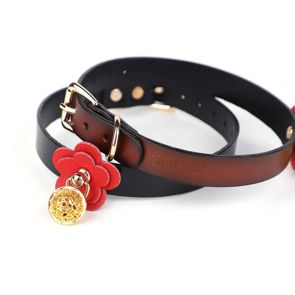 High end SM props, retro leather traction neck cover, flower bell, fun collar, alternative choker, adult products