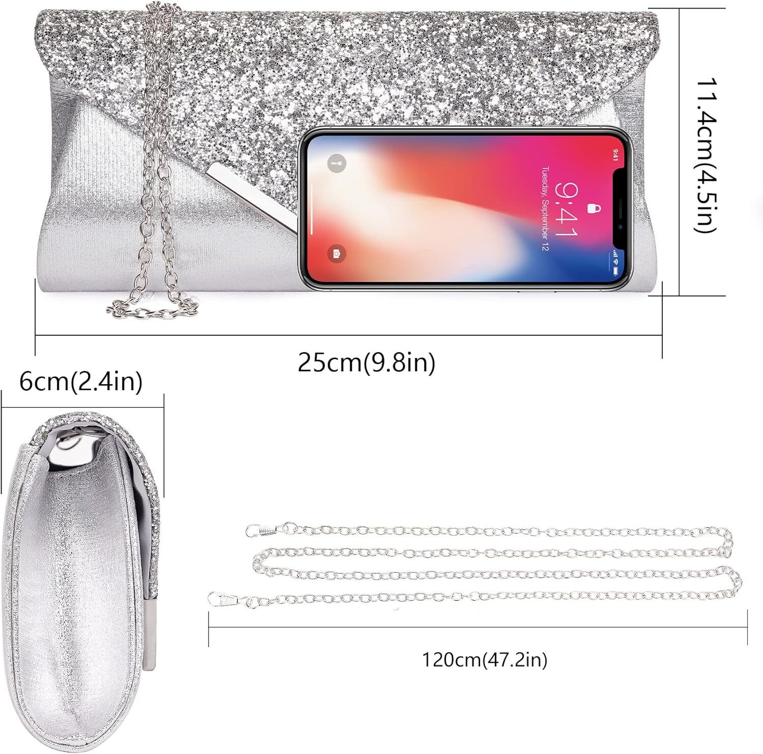 Women's Handbag - Shoulder Bag Chain Pochette woman elegant ceremony small handbag Clutch Black gold pink blue black evening suede fabric