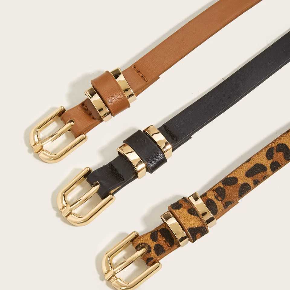 Temperature thin belt Versatile womens needle buckle small belt decoration simple summer leopard pattern womens waist belt W240920