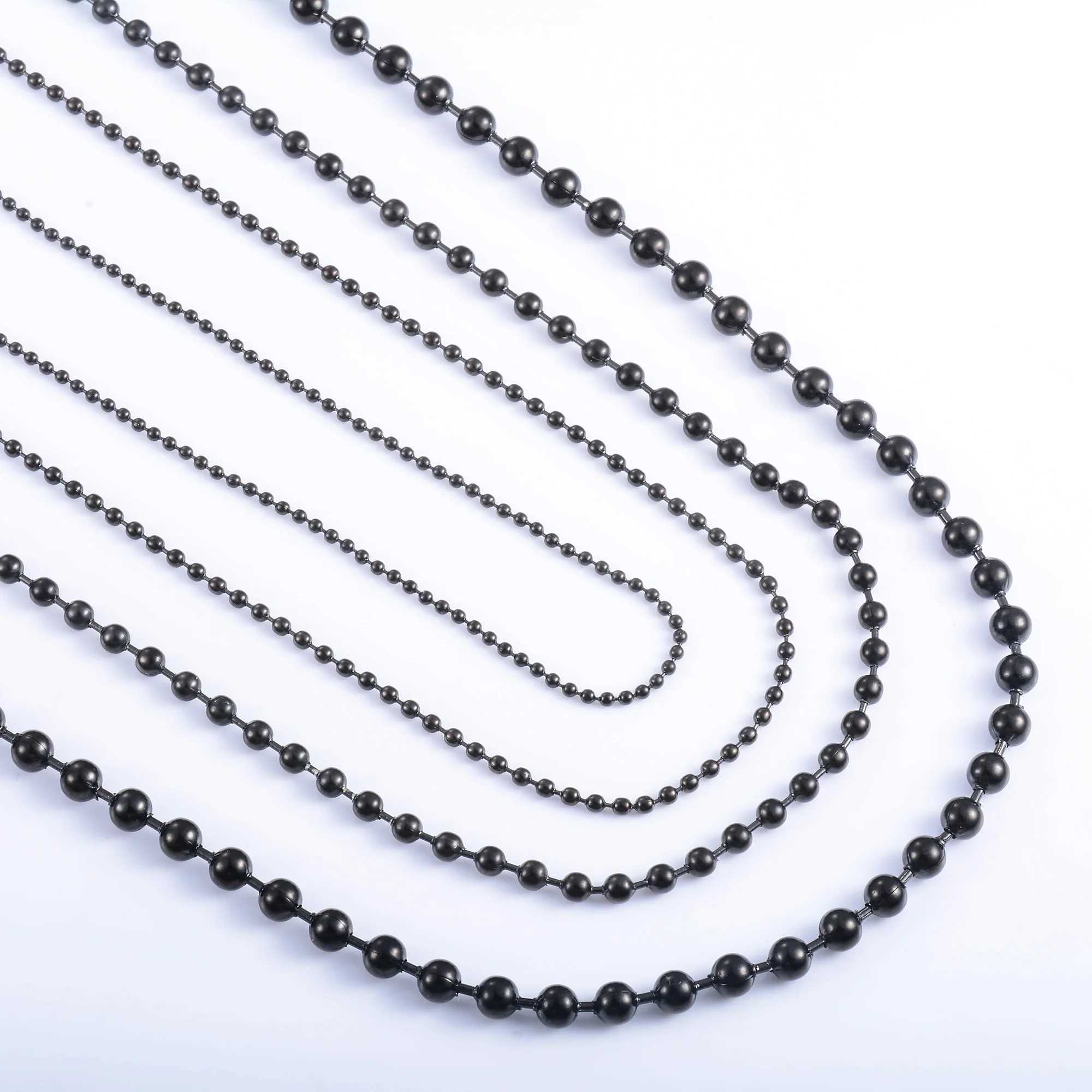 Bead Necklace for Women Men Ball Chain Stainless Steel Jewelry Accessories on the Neck Collar Round Rolo Black Plated ChokerX240919