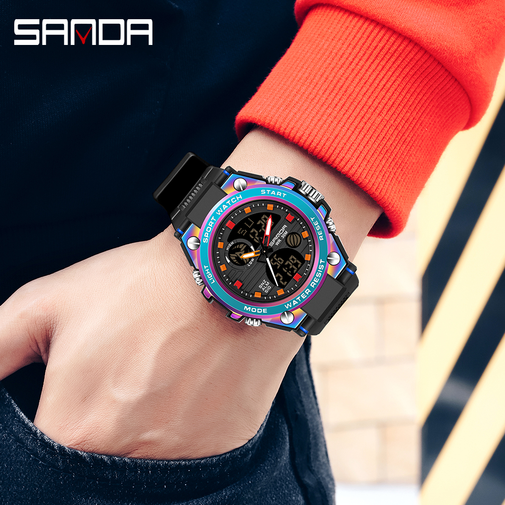 SANDA G Style Men Digital Watch Military Sports Watches 50M Waterproof Electronic Wristwatch Mens Clock Relogio Masculino 739 02