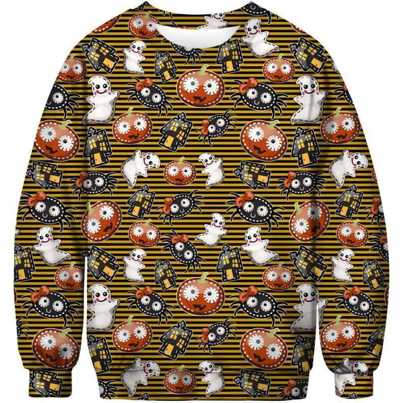 2024 new Halloween hoodie 3D printed Halloween pumpkin series crew-neck mens hoodie Y240920