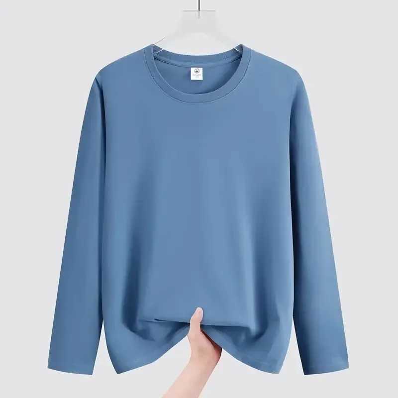 Mens Simple Long Sleeve T-shirt Loose-fit For Spring Autumn Trendy Winter Top Inner Wear Base Layer TopX240919