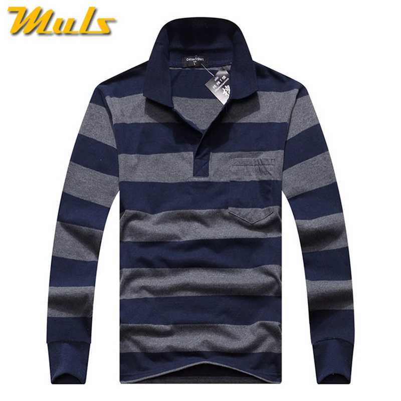 Cotton Polos Men Long Sleeve Mens Polo Shirt Spring Autumn Striped Male Polo Dress Classic Business 2018 Father Gift Drop ShipX240920