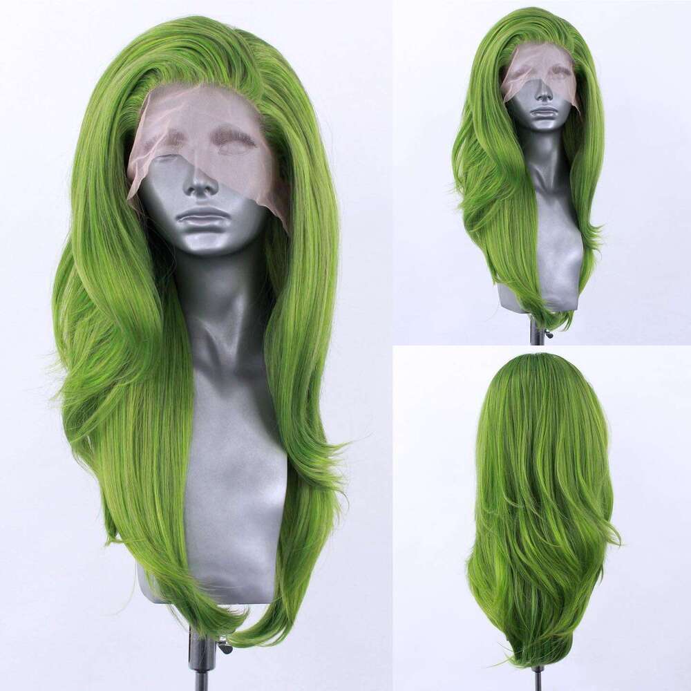 Red Green Blonde Color Glueless Synthetic Hair Lace Front Wig For Black Women High Temperature Fiber Natural Haire Cosplay