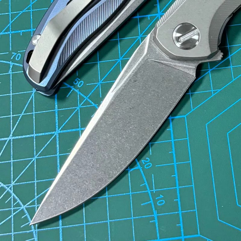High End Flipper Knife M390 Stone Wash Drop Point Blade CNC TC4 Titanium Alloy Handle Ball Bearing Outdoor Camping Hiking Fishing EDC Pocket Knives