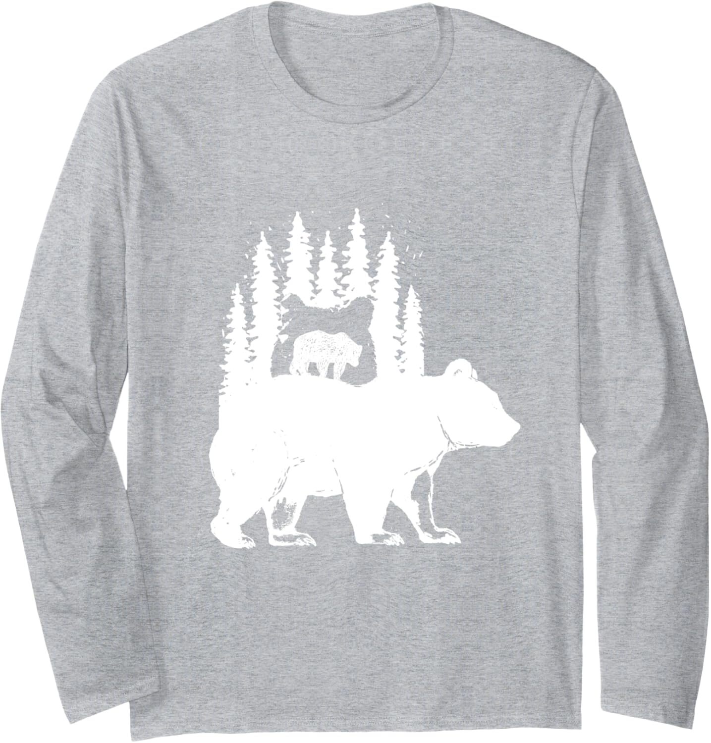 Long Sleeve Shirts for Men sweatshirt Little Bear Over Bear Unique Silhouette Animal Long Sleeve Tee Streetwear Casual tops clothes