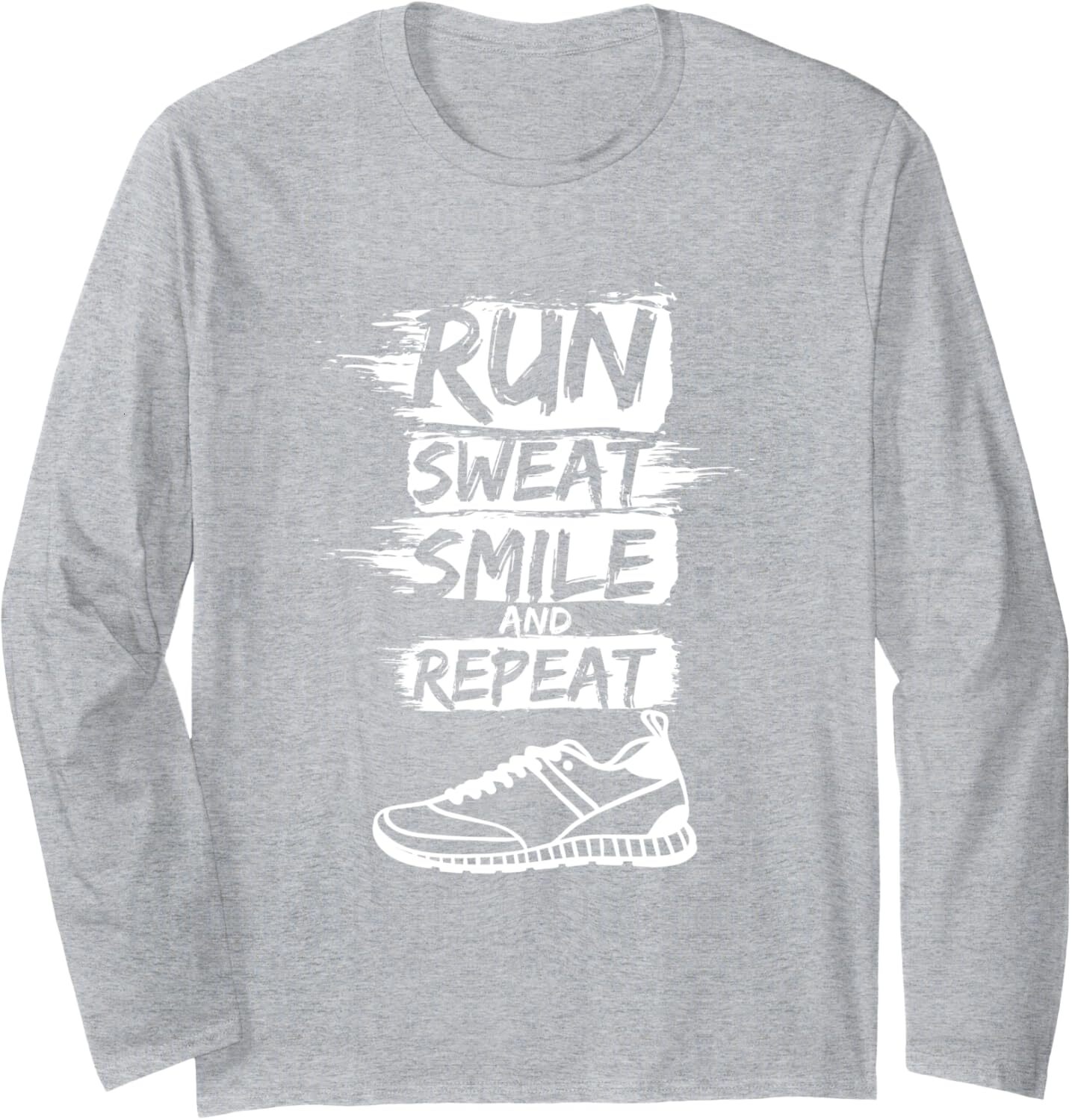 Long Sleeve Shirts for Men sweatshirt Run Sweat Smile Repeat Sport Fun Runner Gift Long Sleeve Tee Streetwear Casual tops clothes
