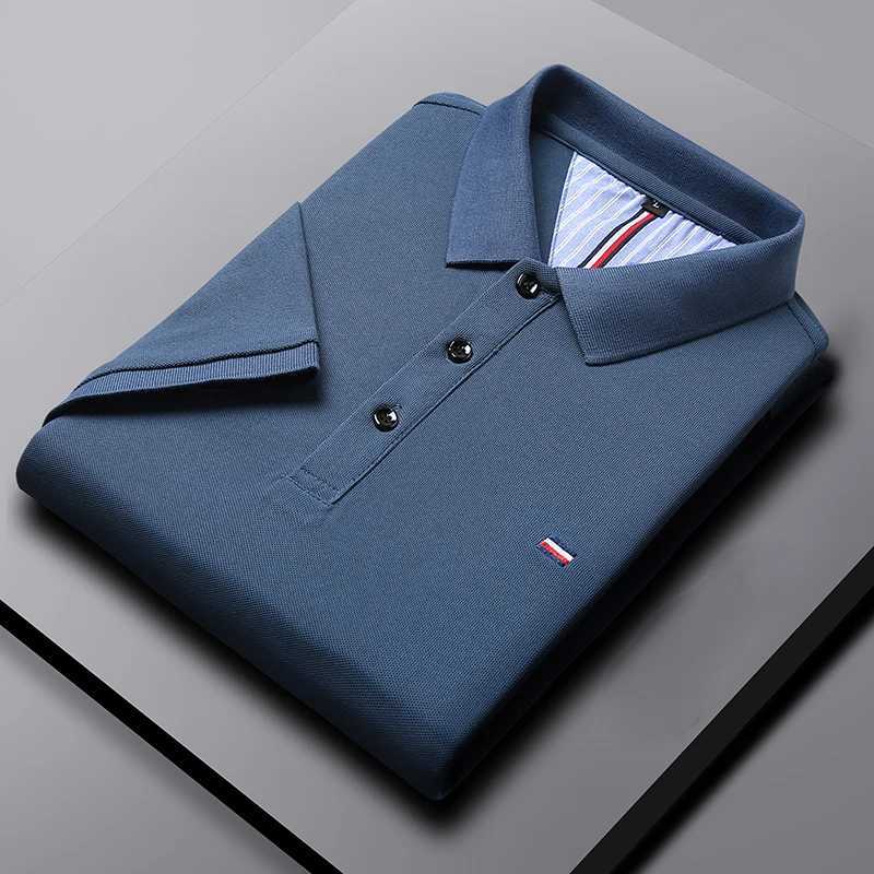 Embroidered Mens Pure Cotton Popsicle Cotton Polo Shirt 2024 Summer Short Sleeved New Business Casual Breathable Polo Shirt ForX240920