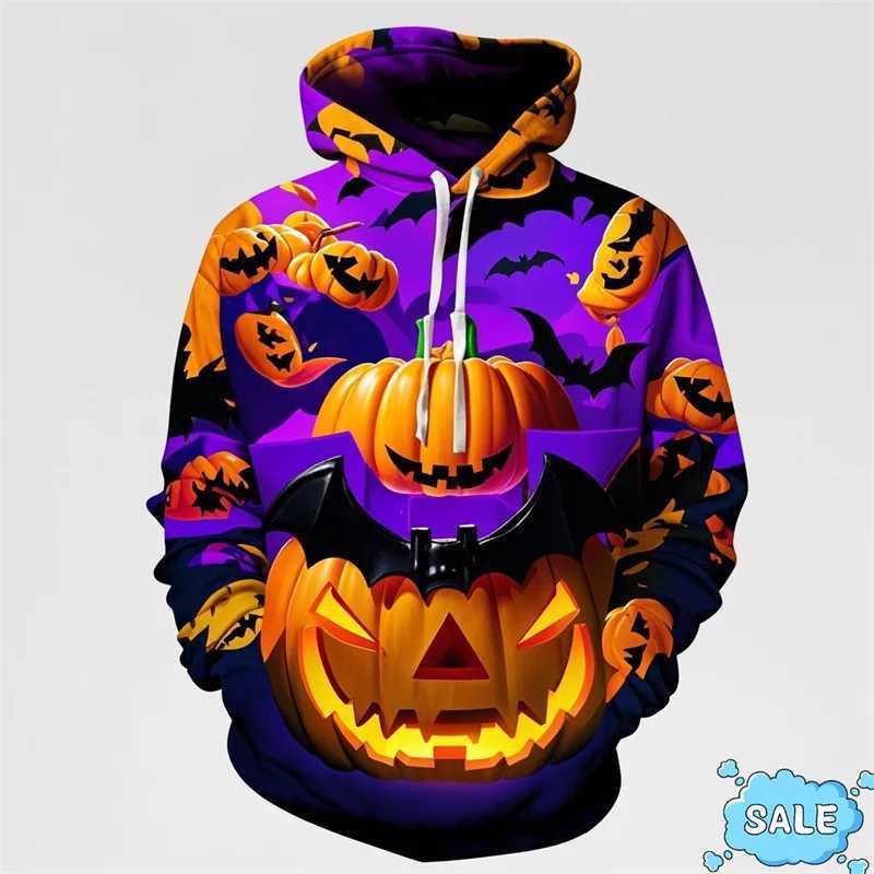 Harajuku 3D Halloween Day Printing Hoodies Men All Saints Day Pumpkins Graphic Hooded Hoody Fashion Funny Pullovers Hoodie Tops Y240920