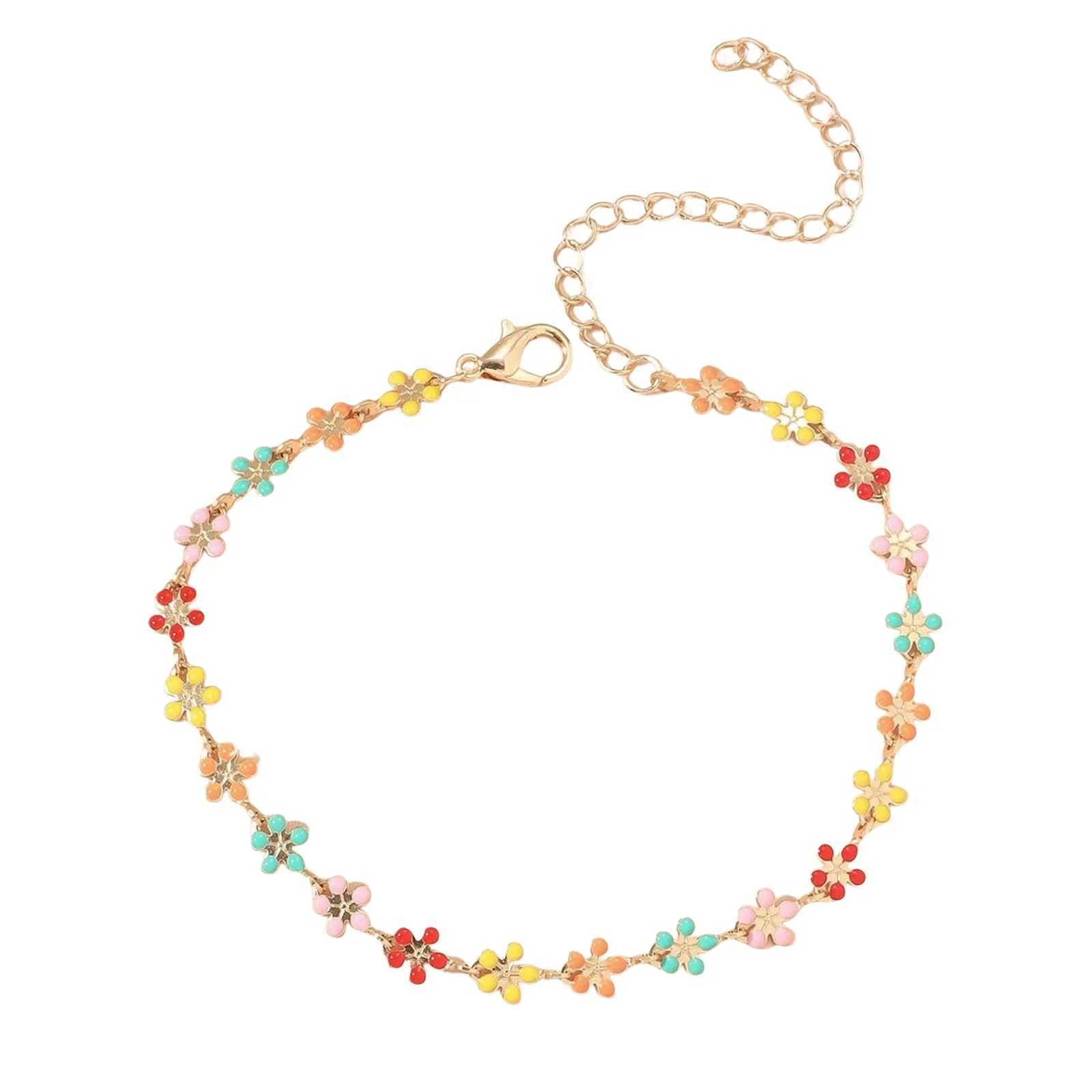 Cute Daisy Flower Anklets For Women Beach Anklet Leg Bracelet Handmade Bohemian Sunflower Floral Foot Chain Boho Sandals Jewelry Y240920