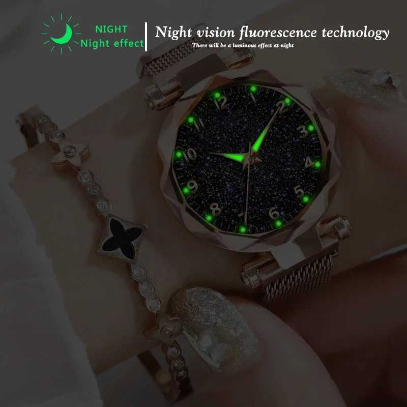 Luxury Women Watches Mesh Belt Magnetic Starry Sky Female Clock Quartz Wristwatch Fashion Ladies Wrist Watch relogio femininoX240920