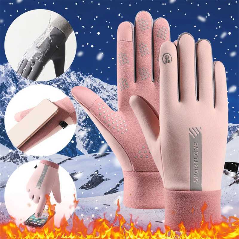 Sports Gloves Winter gloves for womens bicycles hot Fce cold resistant windproof warm outdoor running skiing gloves H240920