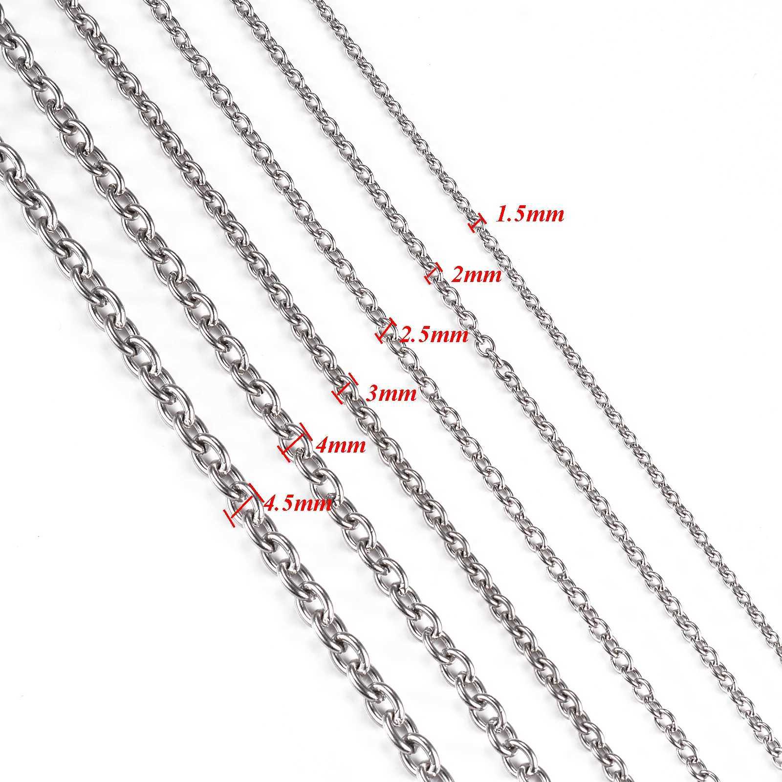 1Pc Width 1.5mm-6mm Stainless Steel Cross O Chain Necklace For Women Men DIY Jewelry Thin Bracelet NecklaceX240919