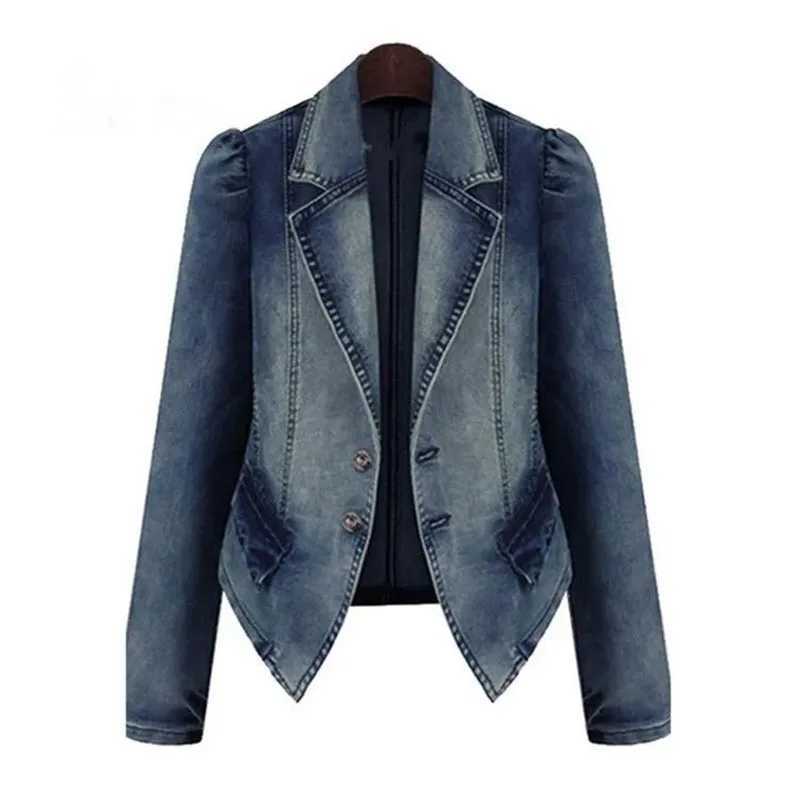 Spring Autumn Denim Blazer Women 2024New Long-Sleeved Single-Breasted Vintage Short Jeans Jacket Female Slim Coat Outerwear LadyX240920