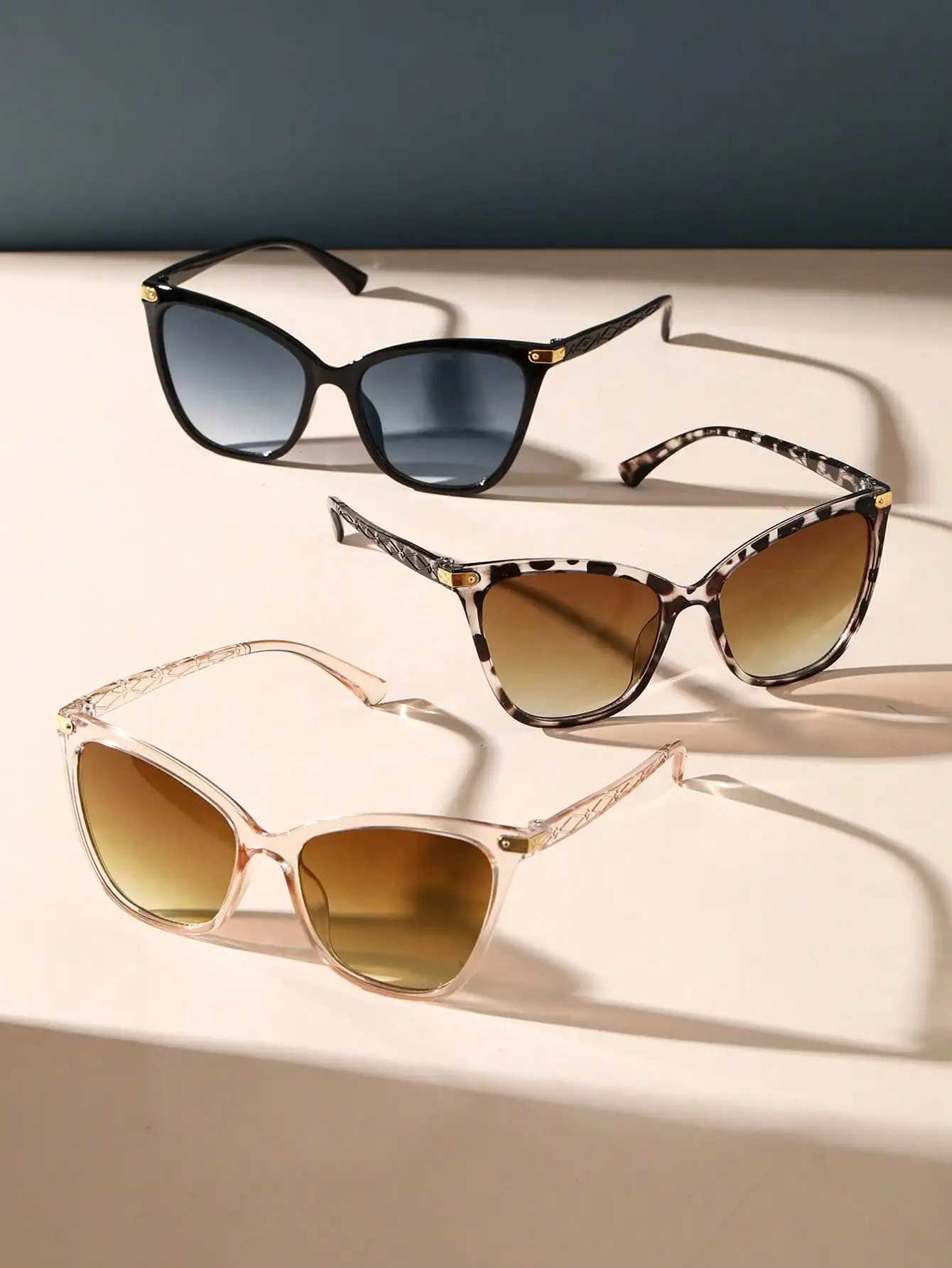 3PCS Unisex Plastic Cat Eye Frame Spicy Y2K Sunglasses For Rave Party Musical Festival Street Snap AccessoriesX240920