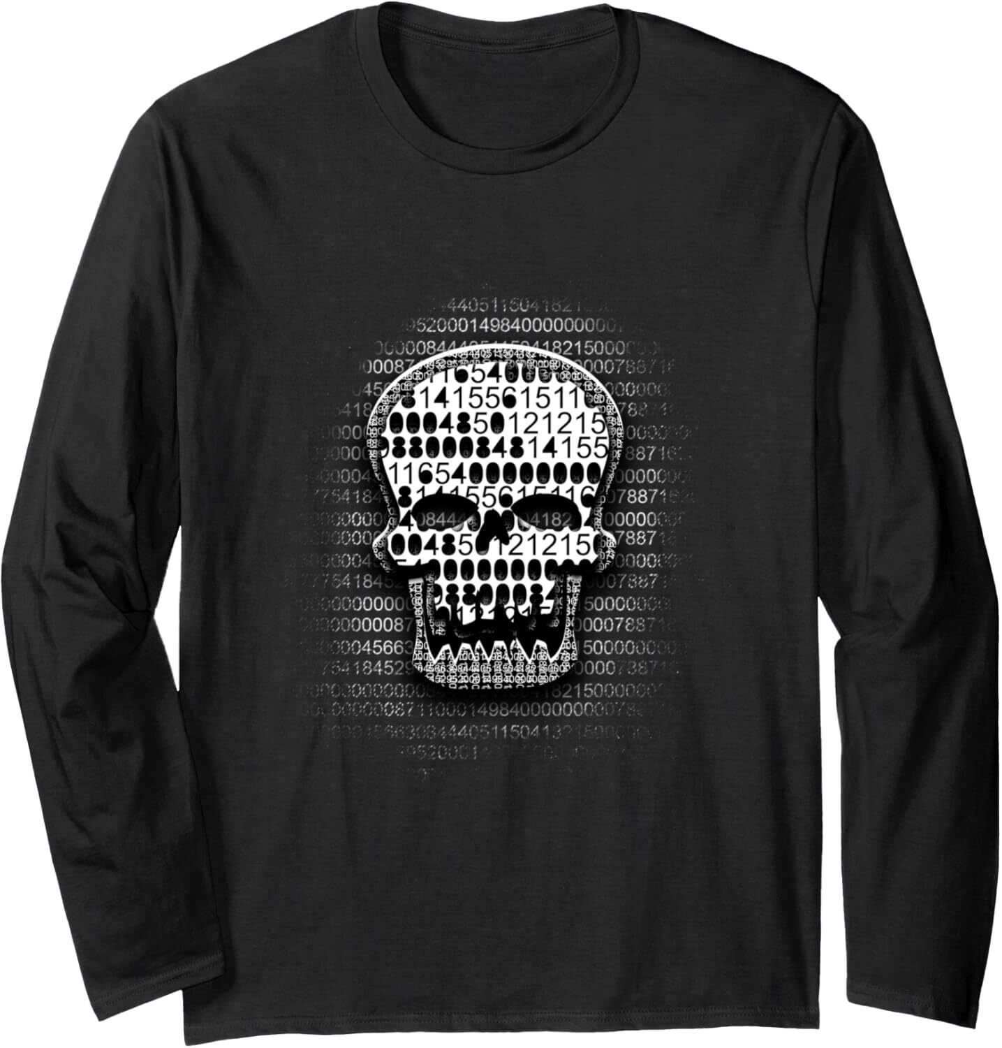 Long Sleeve Shirts for Men sweatshirt Awesome Binary Skull Face Tech Gift for Geek Long Sleeve Tee Streetwear Casual tops clothes