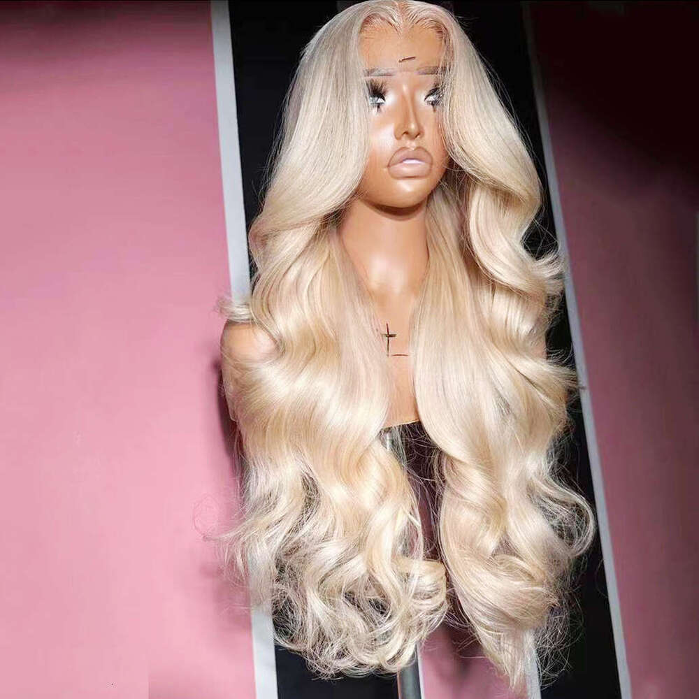 Blonde Lace Front Wig Long Body Wave Synthetic Hair Daily Use Platinum Wigs Heat Resistant Cosplay Party Drag Queen