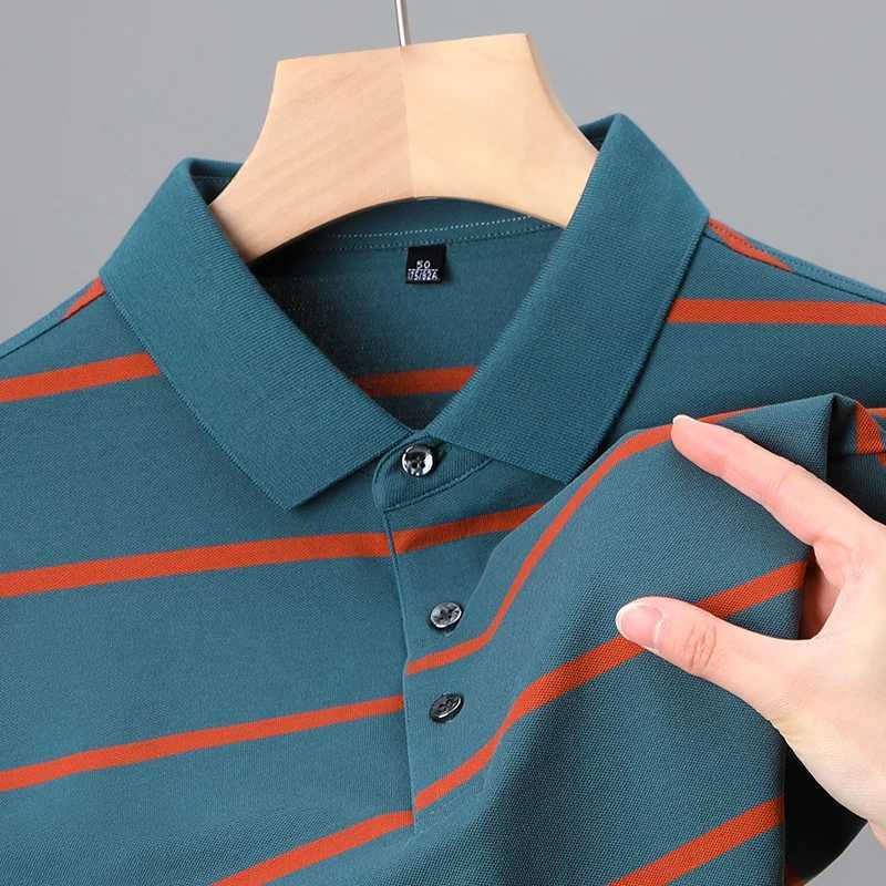 High quality fashionable striped short-sleeved POLO shirt Mens lapel cotton T-shirt 2023 summer casual Paul shirt Mens wearX240920